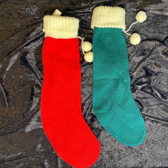 Needlepoint Vintage Long Sock Christmas Stocking Bells Department 56 Knit - Picture 10 of 10